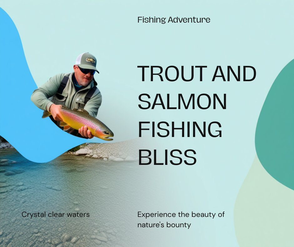 Trout and salmon fishing in a mountain stream