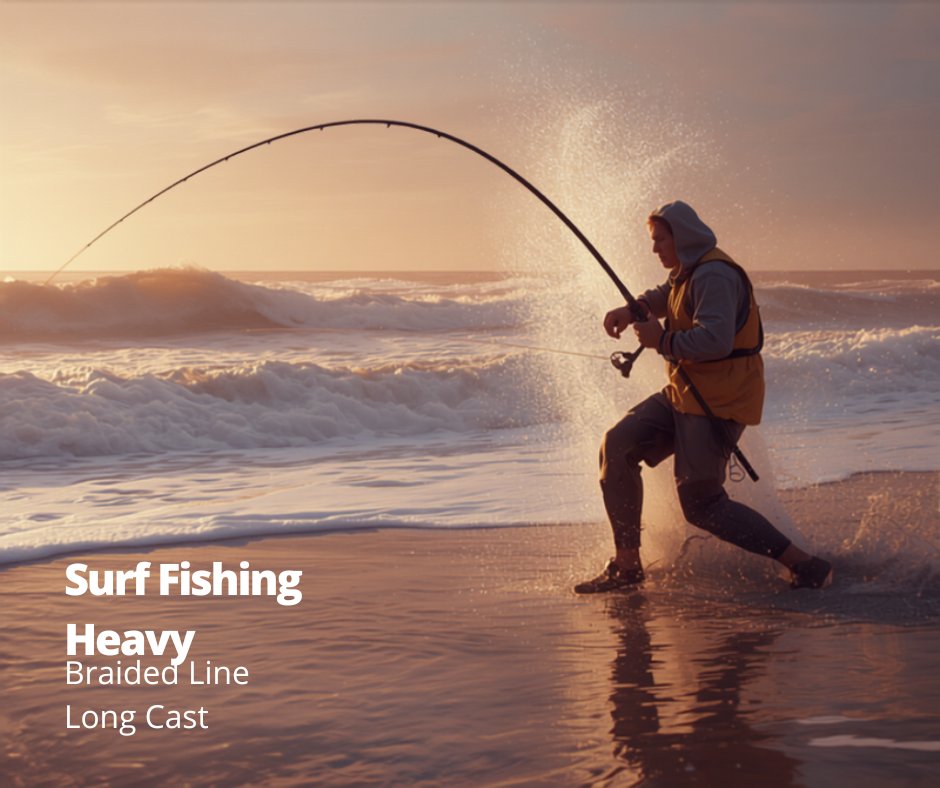Surf fishing line for casting distance
